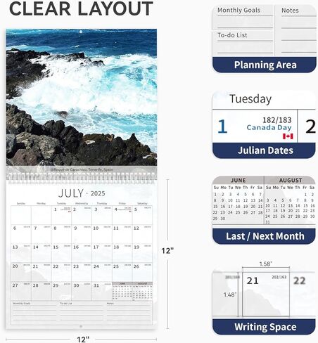 Ospelelf Wall Calendar 2026-2027 18 Months 12"X12" National Park Calender Wall Hanging Spiral Bound Calendar for Easy Organizing, Use Jan 2026 - Dec 2027 in Kuwait