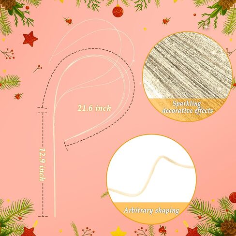 30 Pcs Long Glitter Firework Spray Picks 35.5Inch Soft Christmas Curly Willow Sparkle Pine Sticks Dazzling Xmas Tree Ornaments for Mantel Fireplace Door Tree Winter Wreath Home Vase Decor(Snowy White) in Kuwait