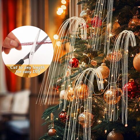 30 Pcs Long Glitter Firework Spray Picks 35.5Inch Soft Christmas Curly Willow Sparkle Pine Sticks Dazzling Xmas Tree Ornaments for Mantel Fireplace Door Tree Winter Wreath Home Vase Decor(Snowy White) in Kuwait