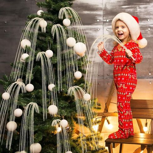 30 Pcs Long Glitter Firework Spray Picks 35.5Inch Soft Christmas Curly Willow Sparkle Pine Sticks Dazzling Xmas Tree Ornaments for Mantel Fireplace Door Tree Winter Wreath Home Vase Decor(Snowy White) in Kuwait