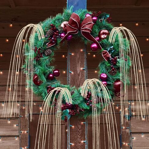 30 Pcs Long Glitter Firework Spray Picks 35.5Inch Soft Christmas Curly Willow Sparkle Pine Sticks Dazzling Xmas Tree Ornaments for Mantel Fireplace Door Tree Winter Wreath Home Vase Decor(Snowy White) in Kuwait