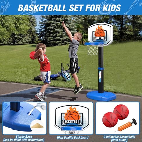 2 in 1 Toddler Basketball Hoop and T Ball Set with Automatic Pitching Machine - Adjustable Height, Kids Basketball Hoop Suit for Indoor/Outdoor, Sport Toys Gifts for Girls Age 3-8, Pink in Kuwait