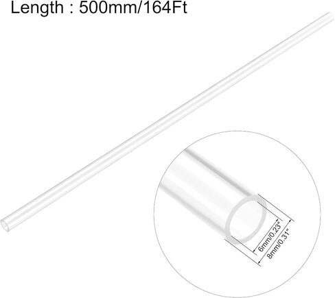 uxcell 2pcs Clear Rigid Tubing 4mm(5/32'') ID x 6mm(1/4'') OD x 1.64Ft Length Round Plastic Polycarbonate Tube in Saudi Arabia