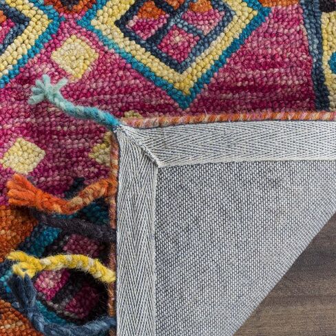 سجادة SAFAVIEH Aspen Collection Accent - 2 × 3 بوصة، برتقالي وفوشيا، صوف بوهو مضفر مصنوع يدويًا، مثالي للمناطق ذات حركة المرور العالية في المدخل، وغرفة المعيشة، وغرفة النوم (APN138A) in Saudi Arabia