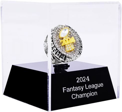 2024 Fantasy Football Ring | Heavy FFL Champion Ring | Gold Silver Tone Plated Award Trophy for Fantasy Football League Winner in Kuwait