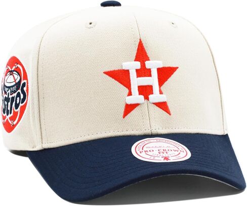 قبعة Mitchel & Ness Houston Astros Cooperstown MLB Game On Pro المنحنية Snapback - أبيض/كحلي in Saudi Arabia