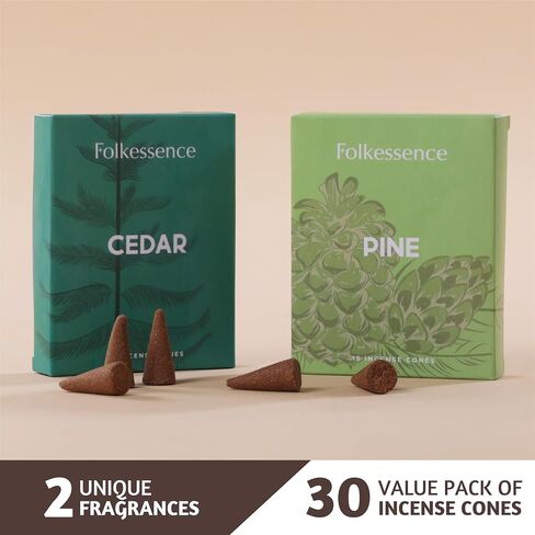 Folkulture Christmas Incense Cones Scented, Set of 2 Inscents-Cones (30 Cones), Balsam & Cedar, Insence Cones for Relaxation, Christmas Scents - Christmas Cookie and Balsam Cedar Incense Cones in Saudi Arabia