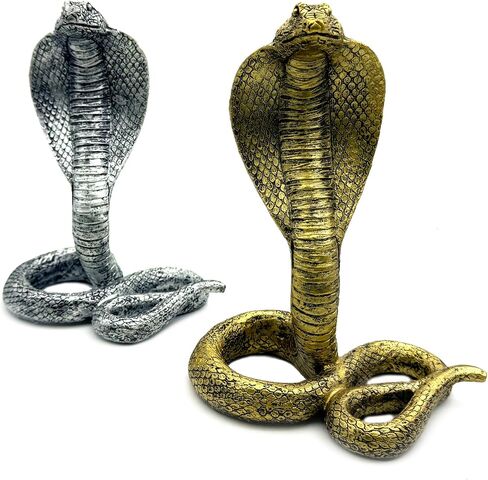 Vintage King Cobra Snake Statue Figurine Sculpture Animal Figure Collectible Gifts for Snake Lover Office Home Decor Desk Accessories Decoration Garden Yard Figurines Outdoor Decor (Gold) in Saudi Arabia
