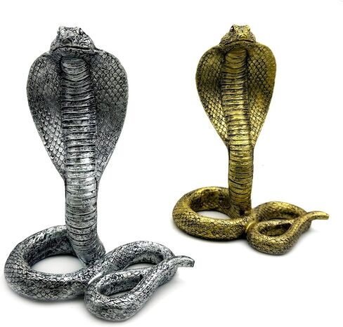 Vintage King Cobra Snake Statue Figurine Sculpture Animal Figure Collectible Gifts for Snake Lover Office Home Decor Desk Accessories Decoration Garden Yard Figurines Outdoor Decor (Gold) in Saudi Arabia