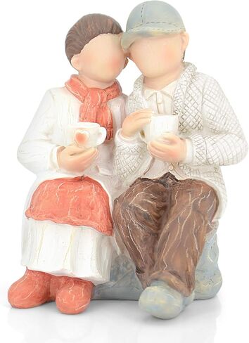 MONOJOY Loving Elderly Couple Figurines: 20th 25th 30th 40th 50th Wedding Anniversary Cake Topper Gifts for Couple Parents Grandparents Christmas Thanksgiving Valentines Gift Table Decor(Orange) in Saudi Arabia