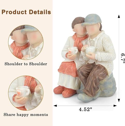 MONOJOY Loving Elderly Couple Figurines: 20th 25th 30th 40th 50th Wedding Anniversary Cake Topper Gifts for Couple Parents Grandparents Christmas Thanksgiving Valentines Gift Table Decor(Orange) in Saudi Arabia