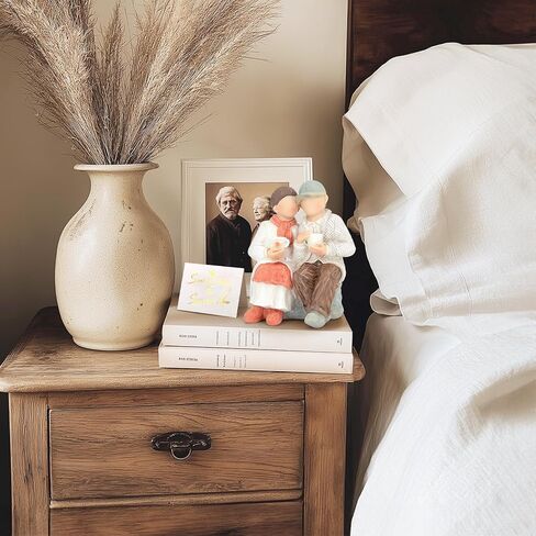 MONOJOY Loving Elderly Couple Figurines: 20th 25th 30th 40th 50th Wedding Anniversary Cake Topper Gifts for Couple Parents Grandparents Christmas Thanksgiving Valentines Gift Table Decor(Orange) in Saudi Arabia