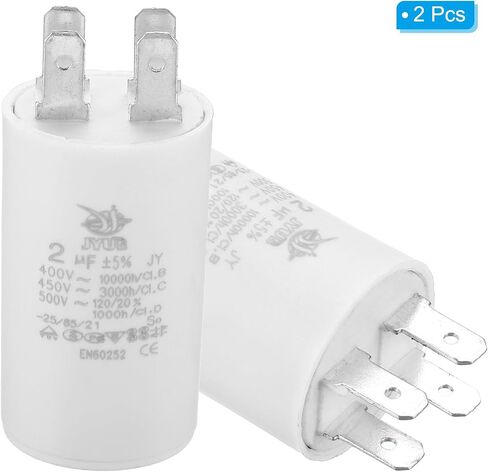 مكثف تشغيل PATIKIL CBB60 2 فائق التوهج، قطعتين تيار متردد 450 فولت 4 دبابيس 50/60 هرتز، أسفل أسطوانة مزدوجة لتكييف الهواء، مضخة مياه، محرك مروحة ستار 52 × 30 مم in Saudi Arabia