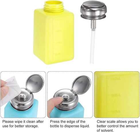 HARFINGTON Solvent Alcohol Dispenser 100ml(3.4oz) Push Down Liquid Dispenser Pump Bottle with Sealing Stainless Steel Lid for Acetone Cleanser Polish Remover, Blue in Saudi Arabia