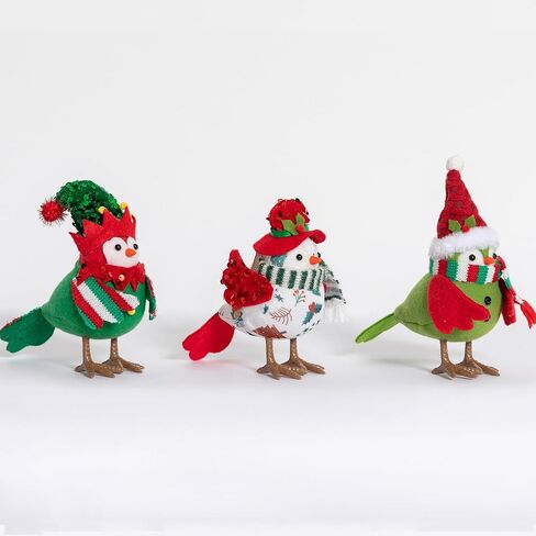 Christmas Table Decorations Birds, Set of 3 Christmas Standing Bird Figurine Table Top Decor, Tiered Tray Decor Green White Xmas Birds Ornaments in Saudi Arabia