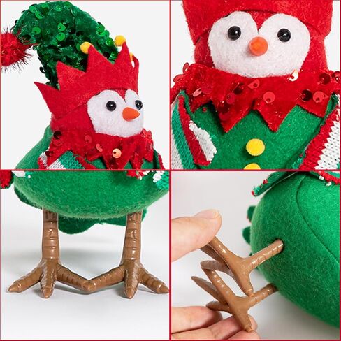 Christmas Table Decorations Birds, Set of 3 Christmas Standing Bird Figurine Table Top Decor, Tiered Tray Decor Green White Xmas Birds Ornaments in Saudi Arabia