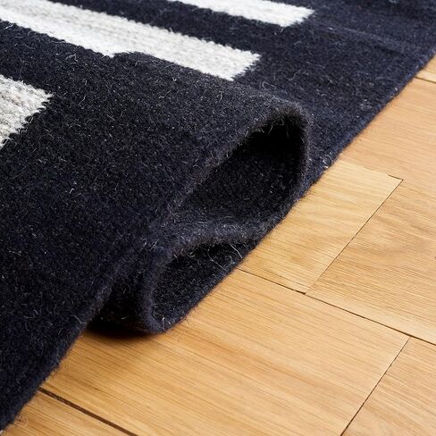 SAFAVIEH Striped Kilim Collection Runner Rug - 2'3" x 8', Beige & Black, Flat Weave Wool & Cotton Design, Ideal for High Traffic Areas in Living Room, Bedroom (STK806B) in Saudi Arabia