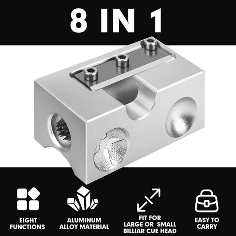 8 in 1 Aluminum Pool Cue Tip Repair Tool Billiard Cue Stick Tip Tool Accessory for Replacing and Shaping Cue Tips with one Replacement Blade and one Wrench in Saudi Arabia
