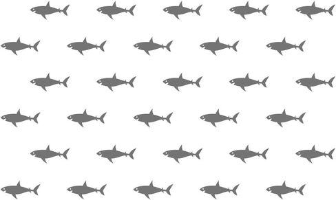 Shark Wall Decals - PVC Removable Wall Stickers with Cute Sharks, Sea Creatures and Fish - Ocean Wall Decor for Kids Room and Nursery - 32 Pieces - 3" x 6" Each JWH194 (Black) in Kuwait