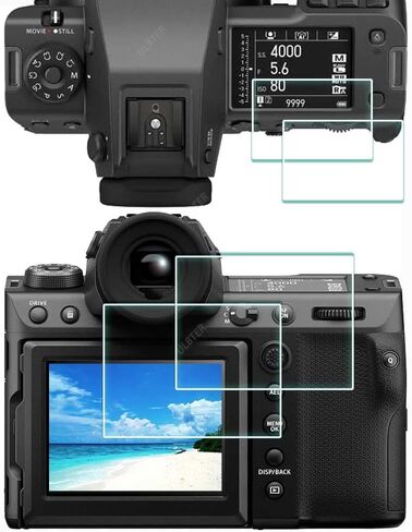 اولبتر واقي شاشة لكاميرا فوجي فيلم GFX50S II/GFX 50R 50S فوجي GFX50S GFX50R وغطاء هوت شو، 0.3 ملم بدرجة صلابة 9 من الزجاج المقسى مضاد للخدش والفقاعات [2+3 قطع] in Kuwait