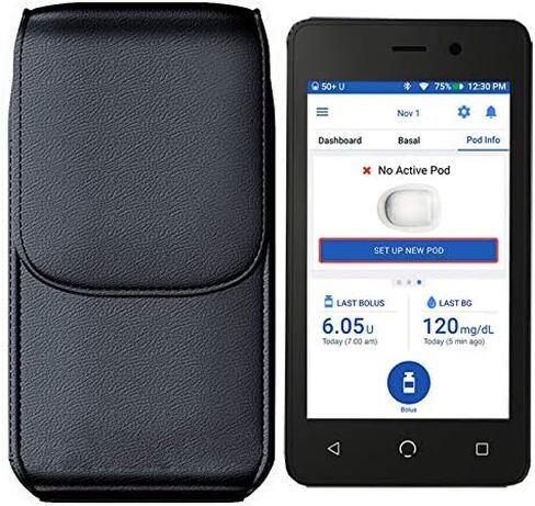حقيبة كلاسيكية فاخرة من الفيلكرو مع مشبك حزام لجهاز Omnipod Dash PDM (مدير شخصي لمرض السكري) (V2-أسود) in Saudi Arabia