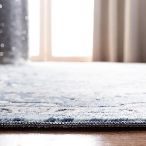 SAFAVIEH Aria Collection Runner Rug - 2' x 8', Ivory & Navy, Oriental Medallion Distressed Design, Non-Shedding & Easy Care, Ideal for High Traffic Areas in Living Room, Bedroom (ARA770A) in Saudi Arabia