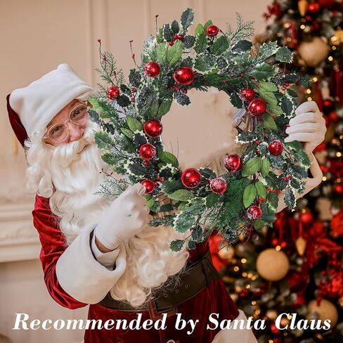 YNYLCHMX 20 Inch Christmas Wreath for Front Door, Winter Wreath with Welcome Sign Pine Needle Pine Cone Berry Artificial Door Xmas Wreaths for Window Wall Fireplace Farmhouse Holiday Party Decoration in Kuwait