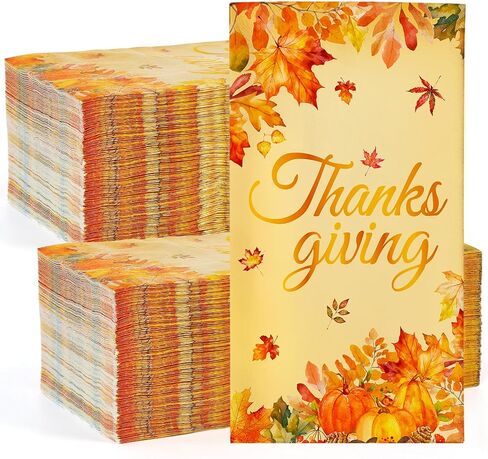 100 Pcs Fall Napkins 16 x 13 Inch Thanksgiving Napkins Disposable Paper Napkins Dinner Napkins Thanksgiving Table Disposable Fall Maple Leaves Paper Guest Towels for Thanksgiving Harvest Party in Saudi Arabia