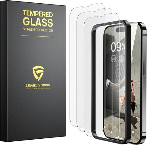 ImpactStrong Shatterproof Tempered Glass Screen Protector for iPhone 14 / iPhone 13/iPhone 13 Pro [Installation Frame] [Bubble Free] [9H Hardness] [Full Coverage] 6.1 Inch (3-Pack) in Saudi Arabia