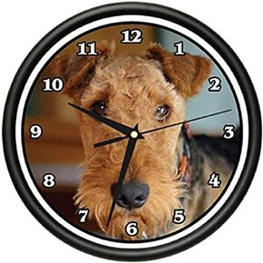 SignMission Airedale Terrier Clock Wall Dog Doggie pet Breed Gift