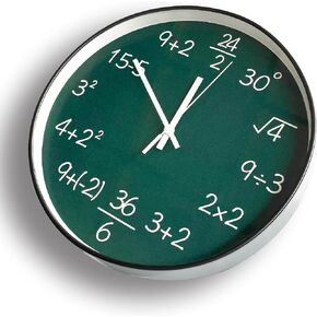 12-inch Math Wall Clock - Silent Non-Ticking Quartz Movement for Office, Classroom, Home, Kitchen or Living Room Decor (Green) in Saudi Arabia