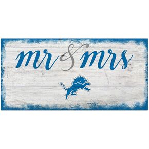 NFL Detroit Lions Unisex Detroit Lions Script Mr & Mrs Sign, Team Color, 6 x 12