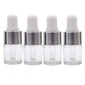 Clear Dropper Bottles - 100Pcs 2ml Mini Essential Oil Bottles with Eye Dropper Dispenser for Perfumes Cosmetic Liquid Aromatherapy Chemistry Lab Sample Storage Jars Vial Containers (Silver Screw Cap)