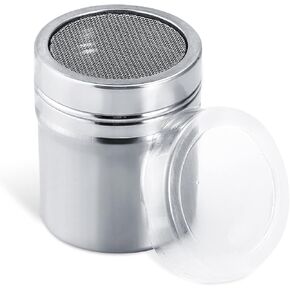 Fine Mesh Shaker, Stainless Steel Powder Sugar Shaker with Lid Mesh Powder Shaker Duster Sifter for Cinnamon Icing Sugar Powder