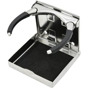 Vinland Marine Folding Cup Holders for Boats 4"x4", Adjustable Folding Cup Holder 2-5/8"~3-1/2", 304 Stainless Steel Boat Cup Holder, Stainless Boat Cup Holder Boat Cup Holders for Drinks