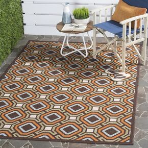 SAFAVIEH Veranda Collection 8' x 11' Chocolate / Terracotta VER089 Modern Indoor/ Outdoor Non-Shedding Easy-Cleaning Patio Backyard Porch Deck Mudroom Area-Rug