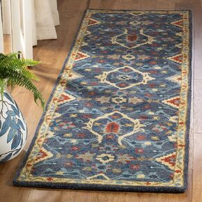SAFAVIEH Heritage Collection 2'3" x 8' Navy / Multi HG416N Handmade Traditional Oriental Premium Wool Runner Rug