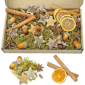 67 PCS Christmas Potpourri Bowl Filler, Cinnamon Sticks, Star Anise, Dried Orange Slices, Acorn, Preserved Moss, Christmas Vase Filler Decor for Xmas, Fall, Winter, Holiday Home Fragrance, Craft