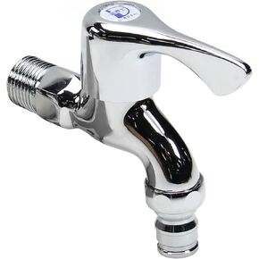 MroMax Brass Water Tap Faucet Chrome Plating Sink Basin Water Tap Mop Pool Faucet Wall Mounted with Single Spout G1/2 Male Thread 1pcs