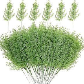 50 Pcs Artificial Christmas Pine Branches,Faux Greenery Pine Sprigs,Plastic Pine Picks Stems for Christmas Garland Wreath Decoration