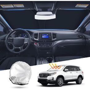 T TGBROS Windshield Sun Shade Custom Fit for 2019-2024 Honda Passport Sport Accessories, SUV, EX-L, Touring, Eliten Sun Shield Reflective Polyester Sun Visor Cover Block Heat and Sun Protection