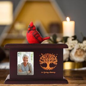 Cremation Urns for Human Ashes Adult Male Female, with Photo Frame Urns Wooden Tree of Life Urns Box and Casket for Ashes Men Women Pets Urn Burial Funeral Memorial Urns for Ashes