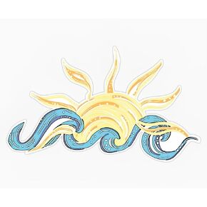 Sticker Drawing of a Sun and Waves Size 6.5 x 3.9 inch., ssfgh9857
