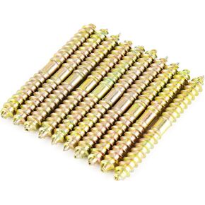 10PCS Double Ended Self Tapping Screw, Dowel Screw Woodworking Furniture Connector Double Ended Screw for Making Joints Between Two Pieces of Wood