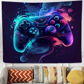 QROZIAR Gaming Graffiti Cool Tapestry Wall Hanging, Teen Boys Tapestry Decor, Retro Playroom Wall Blanket Decor for Men Gaming Room Bedroom College Dorm Home Decor, 50x60 Inches