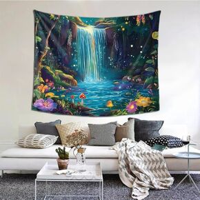 farg Sun and Moon Tapestry Flower Plant Tapestry Wall Hanging Psychedelic Aesthetic Boho Wall Decor for Bedroom Dorm Living Room (60'' × 51'')