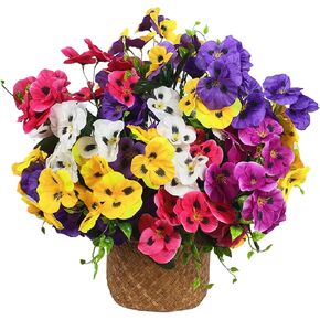 12 Bundles Artificial Pansy Flowers Faux Plastic Wild Flowers Bushes for Home Kitchen Garden Wedding Table Centerpieces Bouquet Arrangement Indoor Outdoor Decor (Mixed Color - 12Pack)