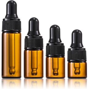 4 Pcs of 1ml, 2ml, 3ml, 5ml Dropper Bottle, Tincture Bottles with Dropper, glass dropper bottle, Clear Liquid Container for Essential Oils, Perfume (Opaque)
