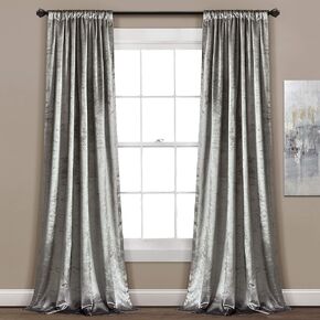 Lush Decor, Silver Velvet Dream Solid Color Luxury Shimmery Window Curtain Panel Set (Pair), 84" x 40