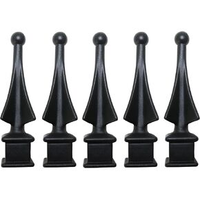 1/2" Black Plastic Four-Sided Spire Wing Tip Finial Fence Topper for Iron Picket Fence (25, 1/2")